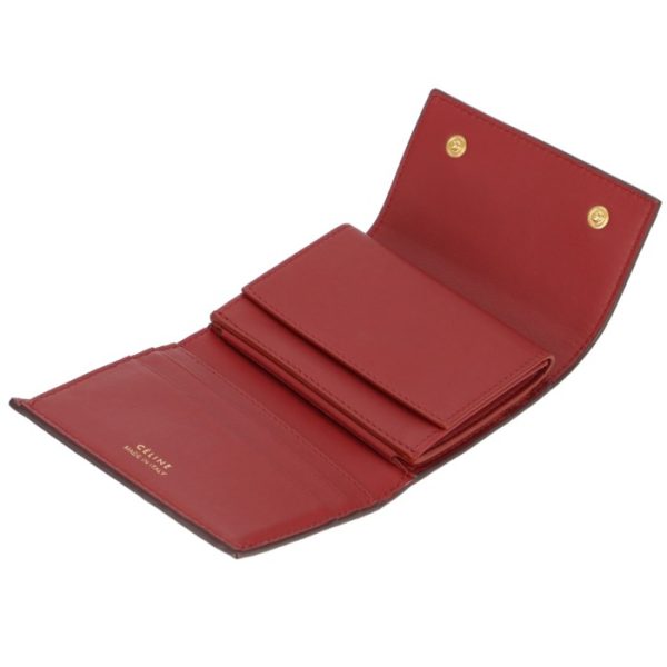 104903afe28wn 4 CELINE Small Trifold Wallet Bicolor Wine Red