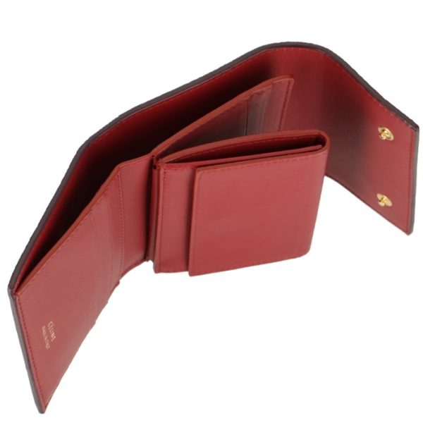 104903afe28wn 5 CELINE Small Trifold Wallet Bicolor Wine Red