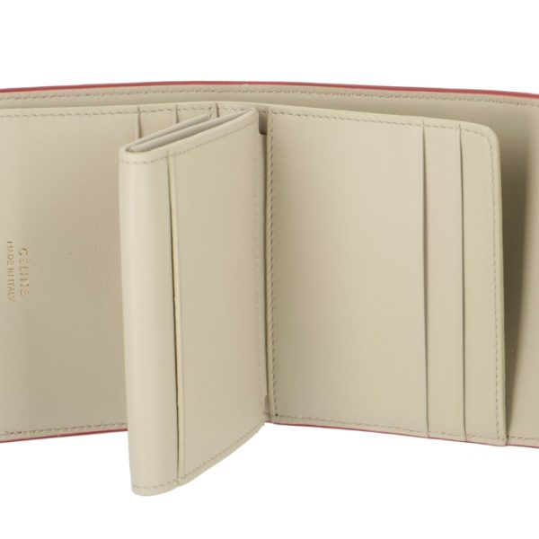 104903au828ch 6 CELINE Small Trifold Wallet Bicolor Beige