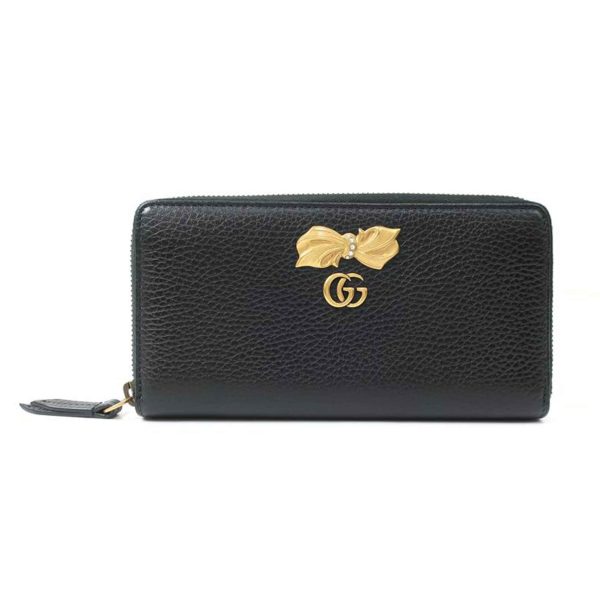 10495 1 Gucci GG Marmont Long Wallet Leather Black Pink