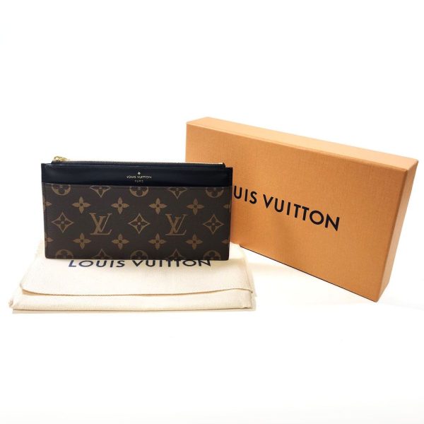 1051 10 Louis Vuitton Monogram Slim Purse Wallet Canvas Brown