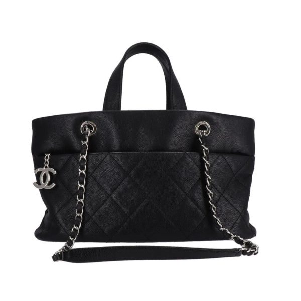 10596 2 Chanel Matelasse Soft Caviar Tote Bag Black