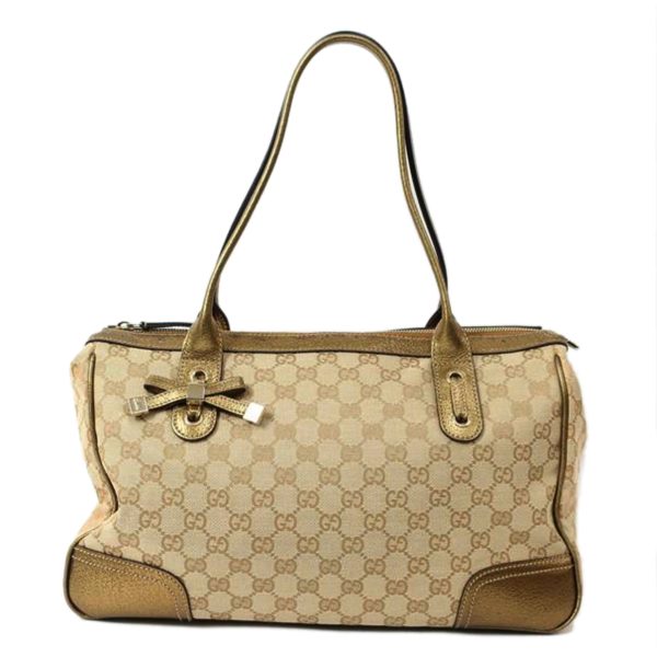 10723 1 Gucci Gg Canvas Tote Handbag Gold