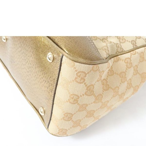 10723 5 Gucci Gg Canvas Tote Handbag Gold