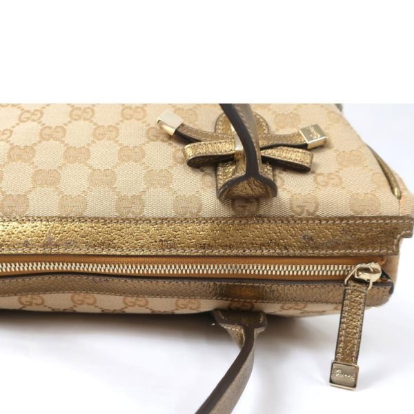 10723 6 Gucci Gg Canvas Tote Handbag Gold