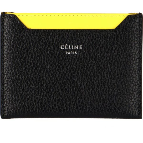 107813afe38no 1 CELINE Card Case Bicolor Black