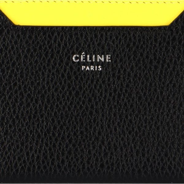 107813afe38no 3 CELINE Card Case Bicolor Black