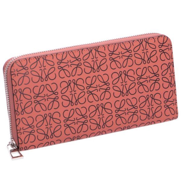 107n55gf1300307029 LOEWE Embossed Anagram Zip Around Wallet Pink