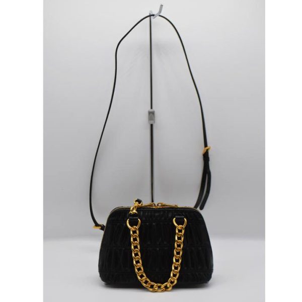 10807 2 PRADA Prada Nappa Gaufre 2way Chain Mini Handbag Black