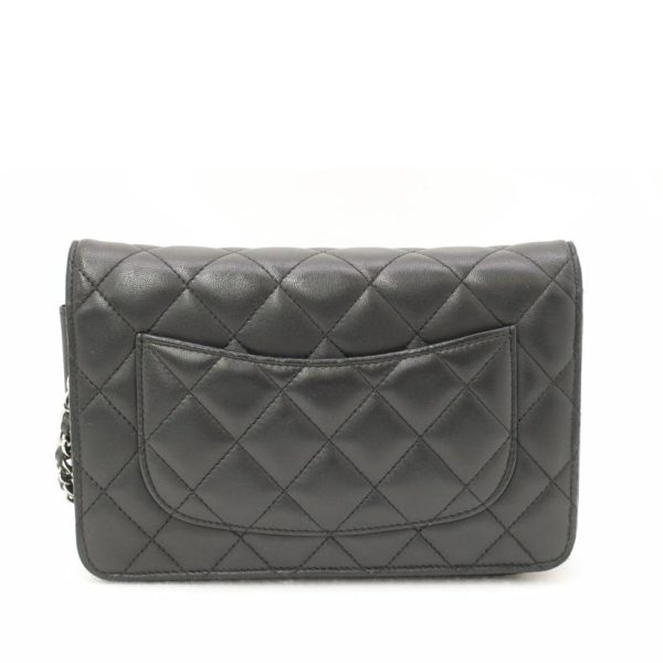 10841 2 Chanel Lambskin Chain Wallet Bag Black