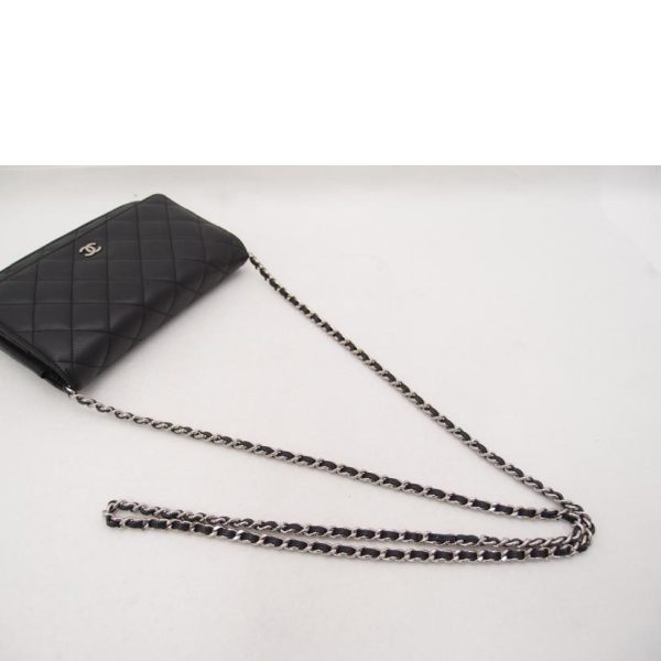 10841 4 Chanel Lambskin Chain Wallet Bag Black