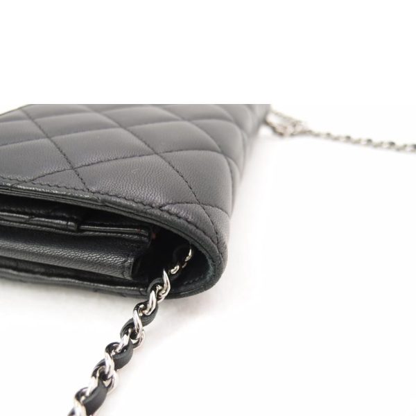 10841 9 Chanel Lambskin Chain Wallet Bag Black