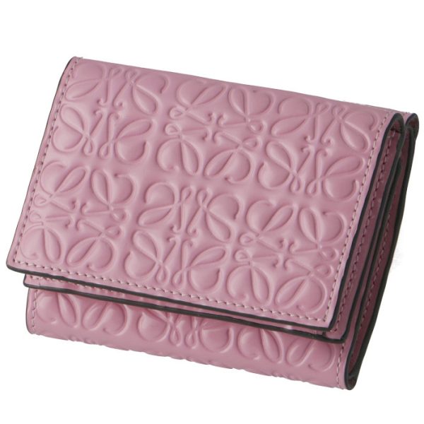 10910gs2600303900 LOEWE Trifold Wallet Embossed Anagram Pink