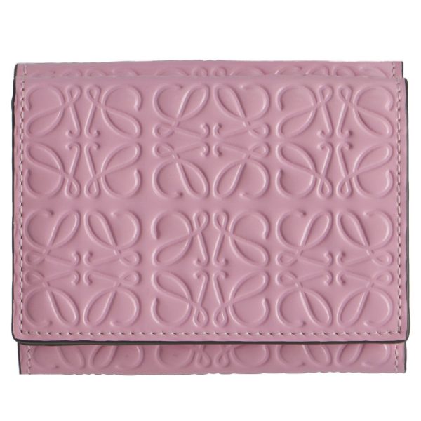 10910gs2600303900 1 LOEWE Trifold Wallet Embossed Anagram Pink