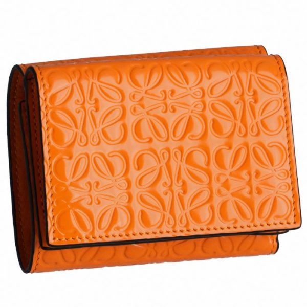 10910gs2600309100 LOEWE Trifold Wallet Embossed Anagram Orange