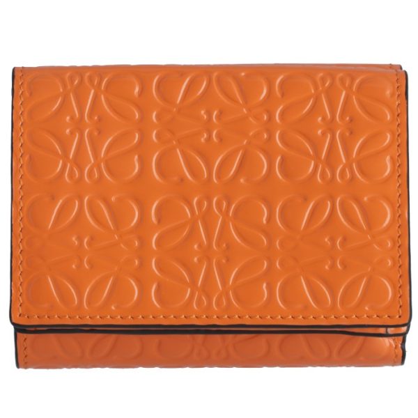 10910gs2600309100 1 LOEWE Trifold Wallet Embossed Anagram Orange