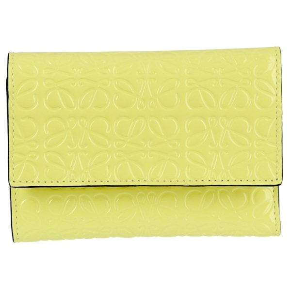 10910gs9700308100 1 LOEWE Trifold Wallet Embossed Anagram Yellow