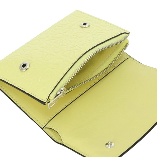 10910gs9700308100 6 LOEWE Trifold Wallet Embossed Anagram Yellow