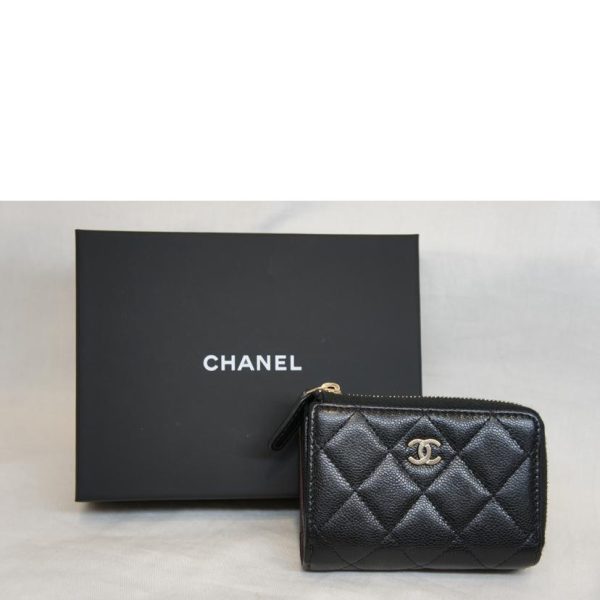 10961 11 Chanel Caviar Skin L Shaped Zipper Mini Wallet