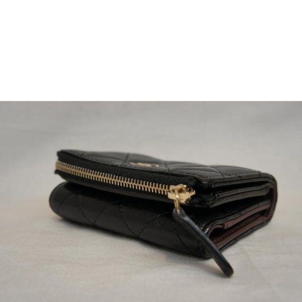 10961 3 Chanel Caviar L Shaped Wallet Bag Black