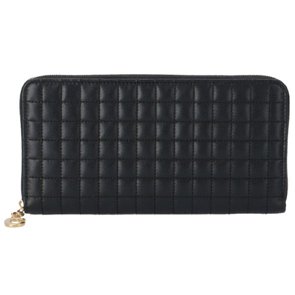 10b553bfl38no 1 CELINE Large Zipped Wallet C Charm Black