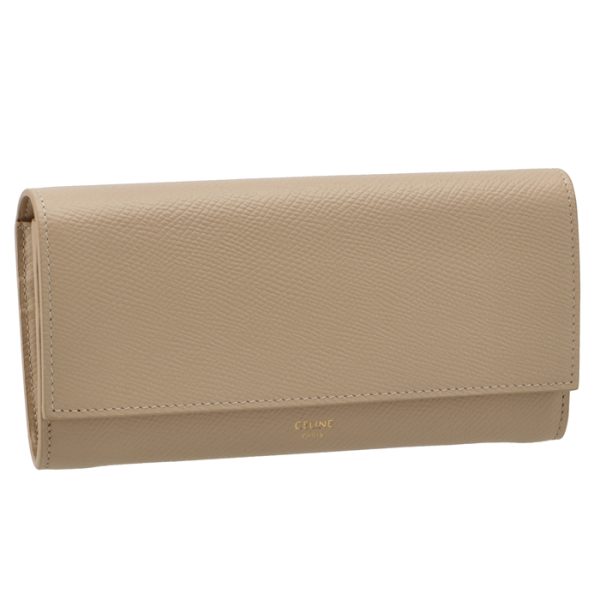 10b563bel03nd CELINE Large Flap Wallet Bifold Beige