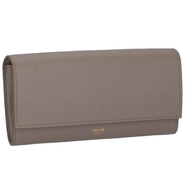 10b563bel10bl CELINE Large Flap Wallet Bifold Pebble Gray