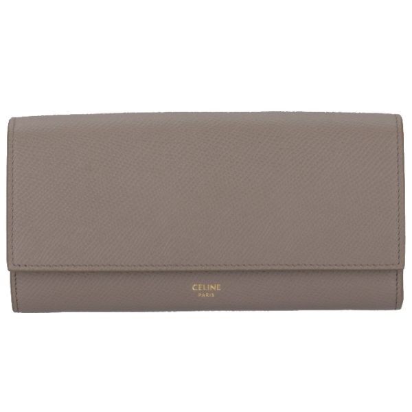 10b563bel10bl 1 CELINE Large Flap Wallet Bifold Pebble Gray