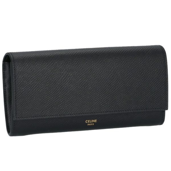 10b563bel38no CELINE Large Flap Wallet Bifold Black