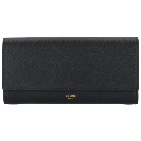 10b563bel38no 1 CELINE Large Flap Wallet Bifold Black