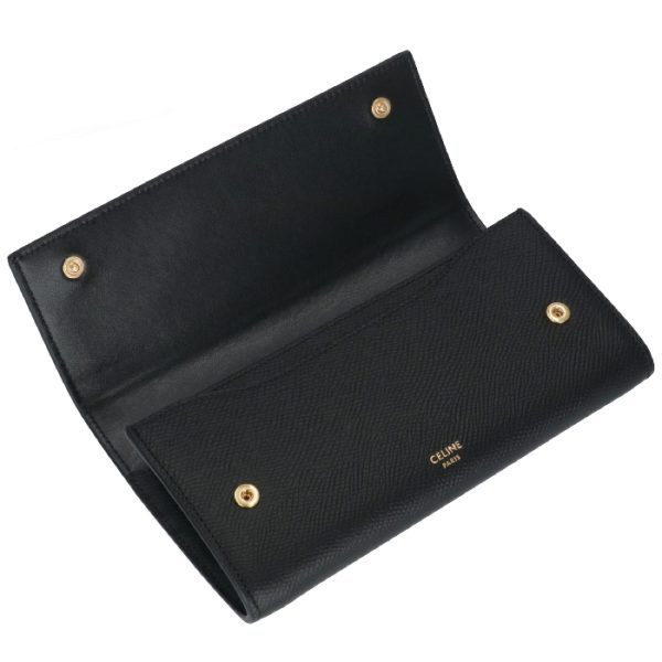 10b563bel38no 4 CELINE Large Flap Wallet Bifold Black