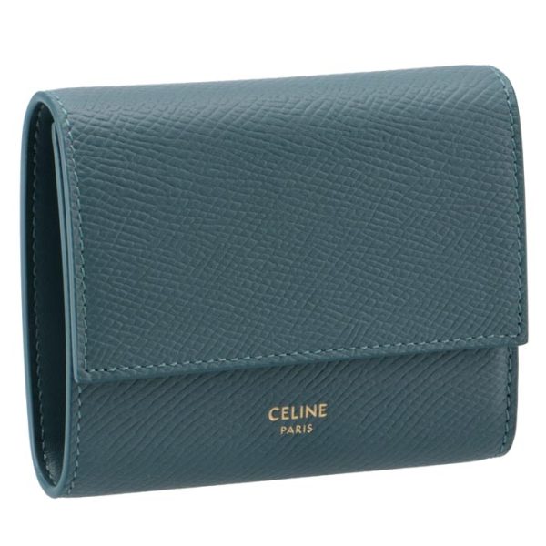 10b573bel07ps CELINE Small Trifold Wallet Bifold Blue