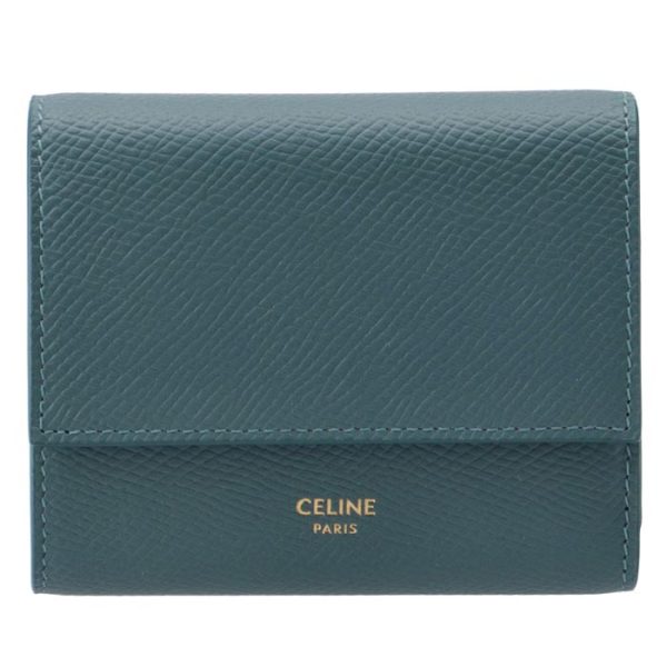 10b573bel07ps 1 CELINE Small Trifold Wallet Bifold Blue