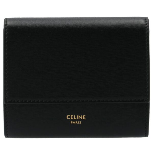 10b573cqp38no 1 CELINE Small Trifold Wallet Bifold Black