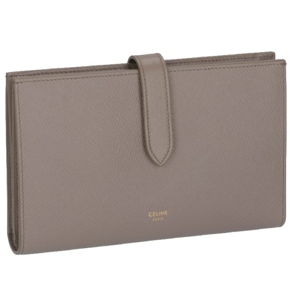 10b633bfp10bl CELINE Large Strap Wallet Bifold Pebble Gray