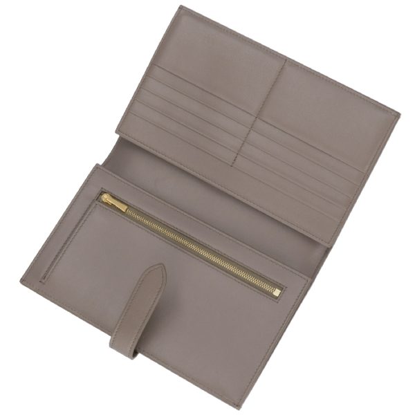 10b633bfp10bl 4 CELINE Large Strap Wallet Bifold Pebble Gray