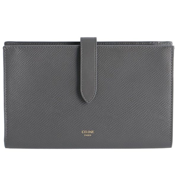 10b633bfp10dc 1 CELINE Large Strap Wallet Essentials Gray