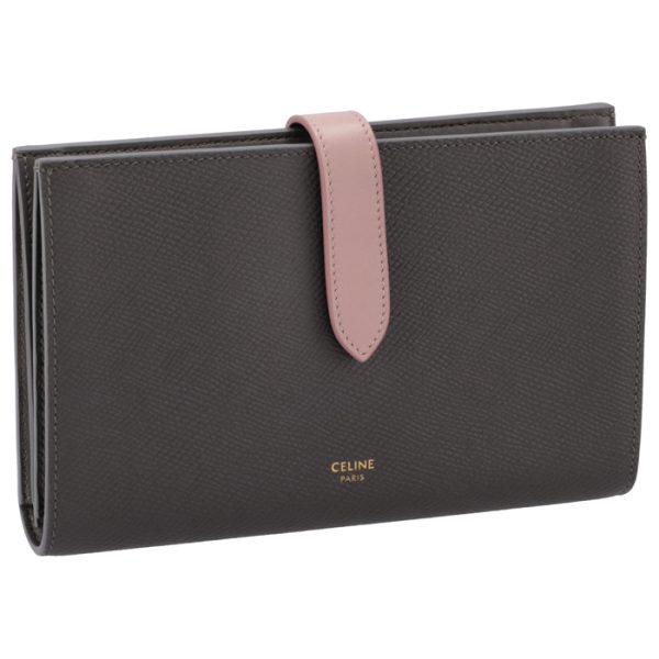 10b633bru10gv CELINE Large Strap Wallet Bicolor GrayPink