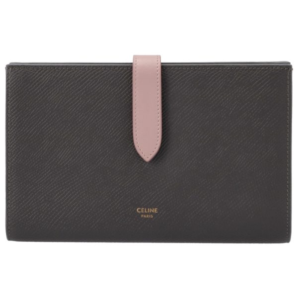 10b633bru10gv 1 CELINE Large Strap Wallet Bicolor GrayPink