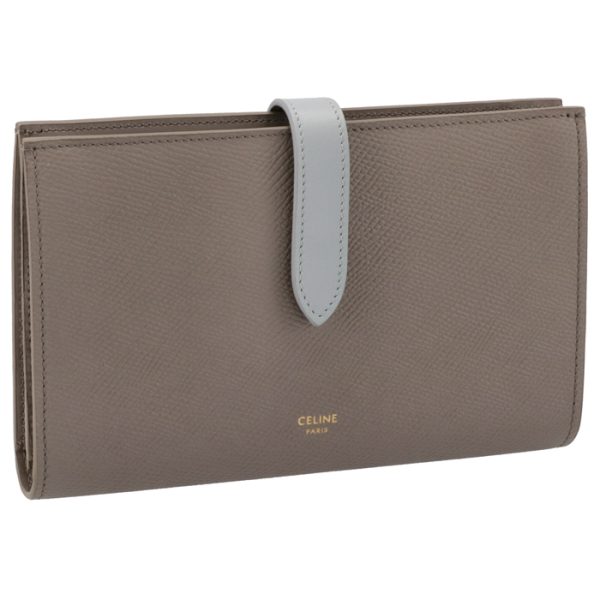 10b633bru10pi CELINE Large Strap Wallet Bicolor PebbleMineral