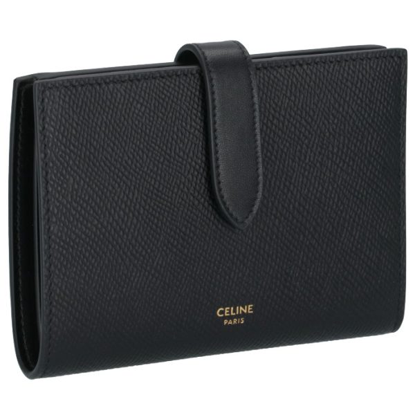 10b643bfp38no CELINE Medium Bifold Wallet Strap Black