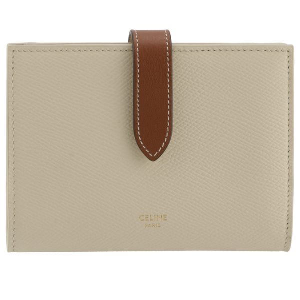 10b643bru01yn 1 CELINE Medium Bifold Wallet Bicolor IvoryTan