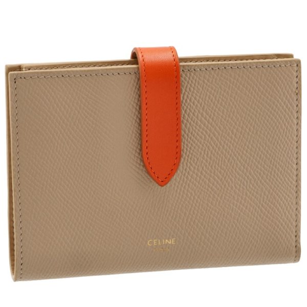 10b643bru02sp CELINE Medium Bifold Wallet Bicolor ShellPop Orange