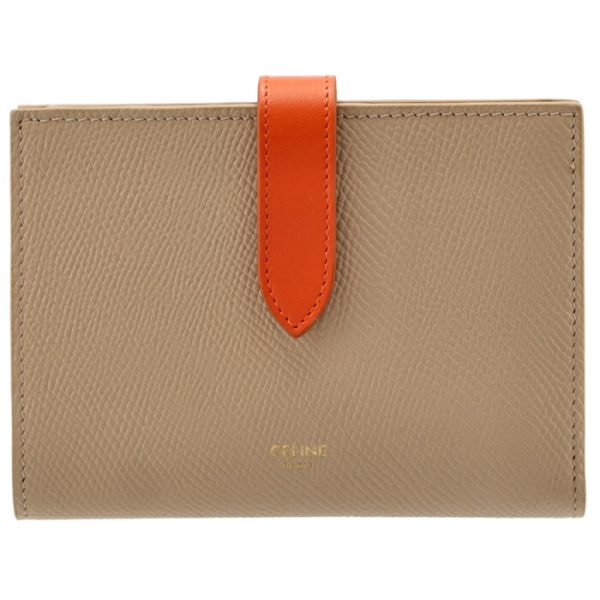 10b643bru02sp 1 CELINE Medium Bifold Wallet Bicolor ShellPop Orange