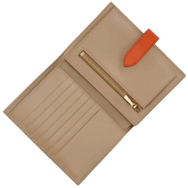 10b643bru02sp 4 CELINE Medium Bifold Wallet Bicolor ShellPop Orange