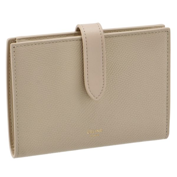 10b643bru03lw CELINE Medium Bifold Wallet Strap Beige