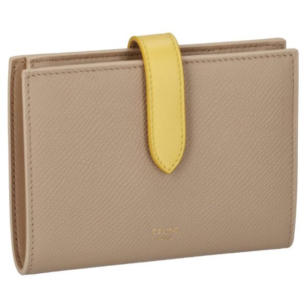 10b643bru03nr CELINE Medium Bifold Wallet Bicolor BeigeYellow