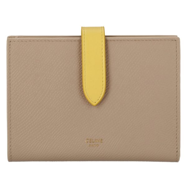 10b643bru03nr 1 CELINE Medium Bifold Wallet Bicolor BeigeYellow