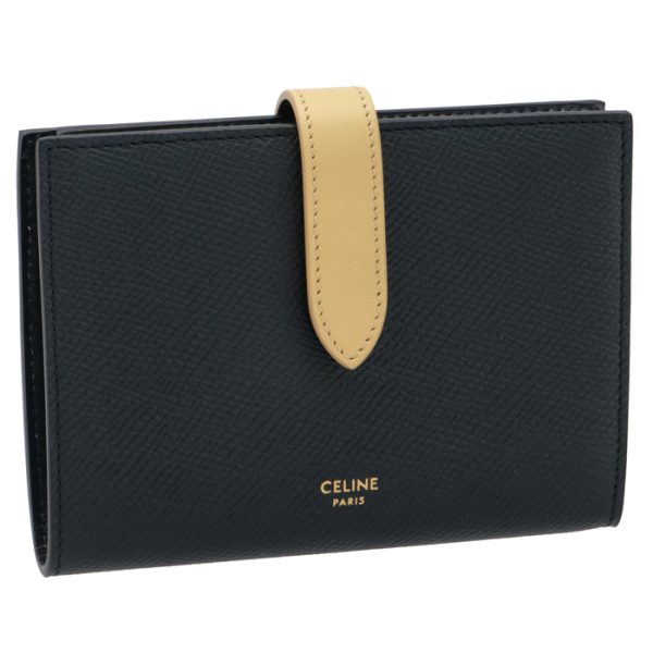 10b643bru07oo CELINE Medium Bifold Wallet Bicolor Navy Blue