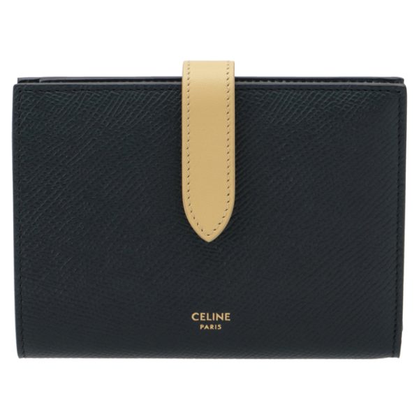 10b643bru07oo 1 CELINE Medium Bifold Wallet Bicolor Navy Blue